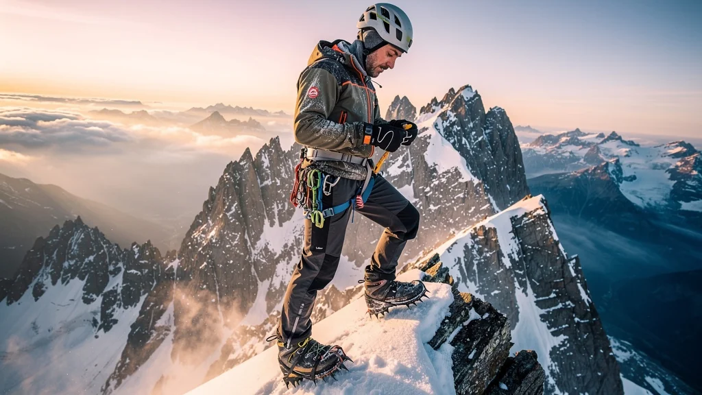 Comparaison réaliste crampons semi-automatiques et automatiques en alpinisme sur montagne enneigée