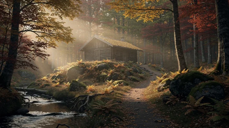 Cabane isolée dans le massif du Sancy en automne, nature sauvage et atmosphère paisible