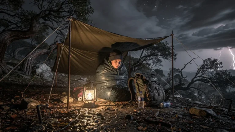 Mon premier bivouac sous tarp par grand vent la nuit sans sommeil en pleine nature sauvage