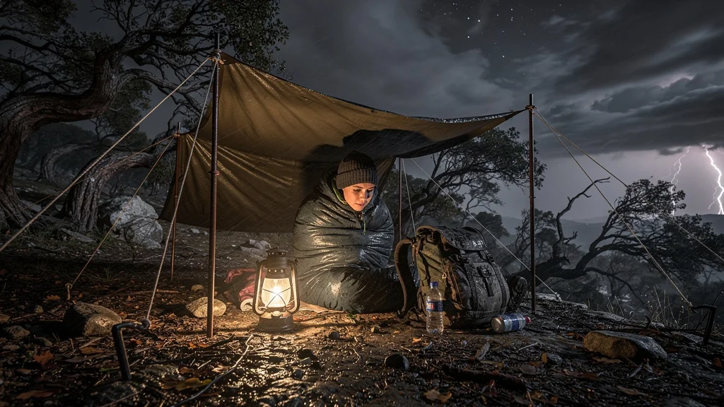 Mon premier bivouac sous tarp par grand vent la nuit sans sommeil en pleine nature sauvage